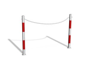 Przykręcana bariera U-12b „łańcuchowa“ - dł. 150 cm, śr. rur 42,4 mm - biało-czerwona