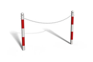 Bariera  U-12b „łańcuchowa“ - model z kulą  - dł. 200 cm, śr. rur 42,4 mm - biało-czerwona