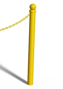 Słupek kończący do bariery U-12b „łańcuchowej“ - model z kulą  - śr. rury 42,4 mm - żółty