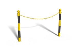 Bariera  U-12b „łańcuchowa“ - model z kulą  - dł. 150 cm, śr. rur 42,4 mm - żółto-czarna