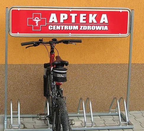 Stojak  rowerowy Toscana - 4 stanowiska z konstrukcją reklamową