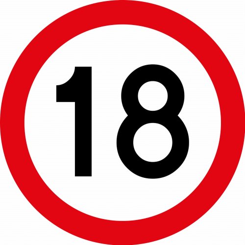 Urodzinowy znak drogowy - ograniczenie do 18