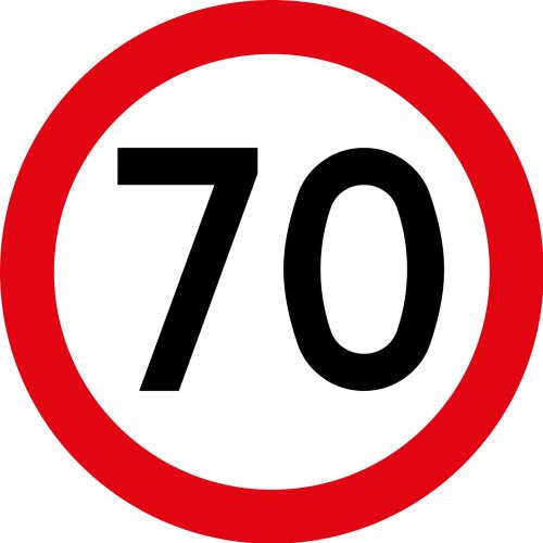 Urodzinowy znak drogowy - ograniczenie do 70
