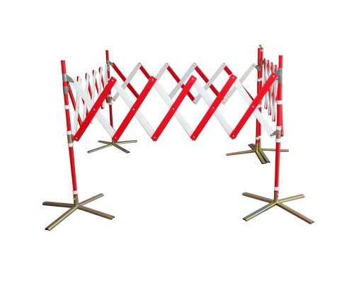 Bariera nożycowa harmonijkowa czworobok do 800cm ze stojakami