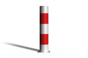 Przykręcany słupek blokujący U-12c - biało-czerwony - dekiel stalowy