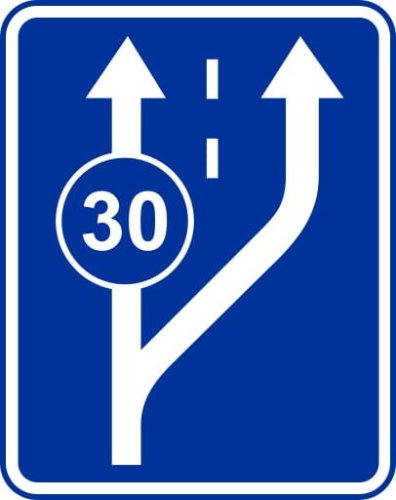Znak informacyjny D-13 Początek pasa ruchu powolnego