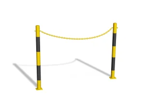 Przykręcana bariera  U-12b „łańcuchowa“ - dł. 200 cm, śr. rur 42,4 mm - żółto-czarna