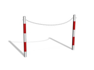 Bariera  U-12b „łańcuchowa“ - dł. 200 cm, śr. rur 42,4 mm - biało-czerwona