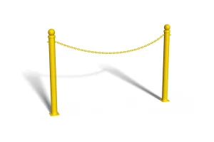 Przykręcana bariera U-12b „łańcuchowa“ - model z kulą - dł. 150 cm, śr. rur 42,4 mm - żółta