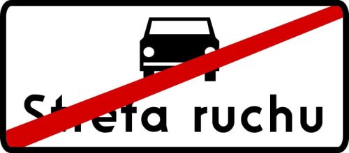 Znak informacyjny D-53 Koniec strefy ruchu