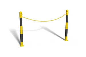 Przykręcana bariera U-12b „łańcuchowa“ - model z kulą - dł. 150 cm, śr. rur 42,4 mm - żółto-czarna