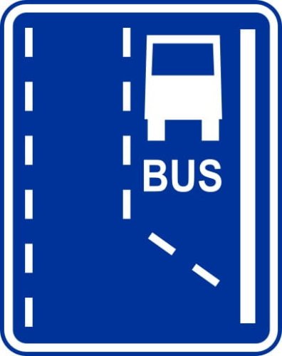 Znak informacyjny D-11 Początek pasa ruchu dla autobusów