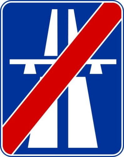 Znak informacyjny D-10 Koniec autostrady
