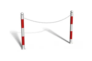 Przykręcana bariera U-12b „łańcuchowa“ - model z kulą  - dł. 150 cm, śr. rur 42,4 mm - biało-czerwona