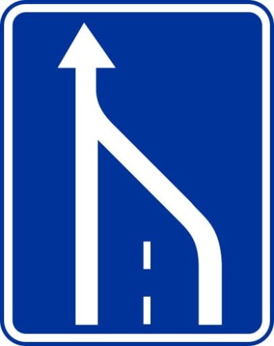 Znak informacyjny D-14 Koniec pasa ruchu powolnego