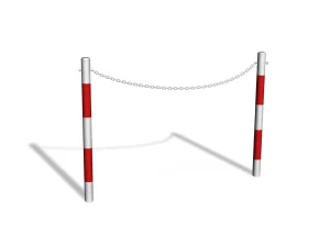 Bariera U-12b „łańcuchowa“ - dł. 150 cm, śr. rur 42,4 mm - biało-czerwona