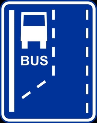 Znak informacyjny D-11a Początek pasa ruchu dla autobusów