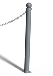 Przykręcany słupek kończący do bariery U-12b „łańcuchowej“ - model z kulą  - śr. rury 42,4 mm - szary